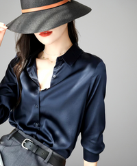 Satin Glossy Shirt Loose Long Sleeve