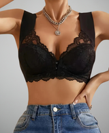 Annabel I Front Closure Lace Bras - Stylish Deep V-Neck Wireless Lingerie