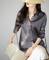 Satin Glossy Shirt Loose Long Sleeve