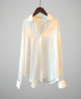 Satin Glossy Shirt Loose Long Sleeve